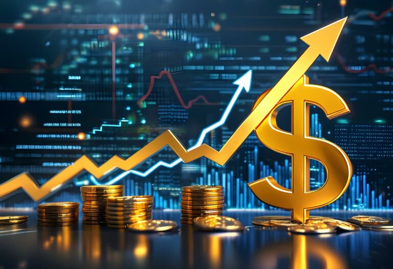 gráfico com moedas e fundo de computação grafica