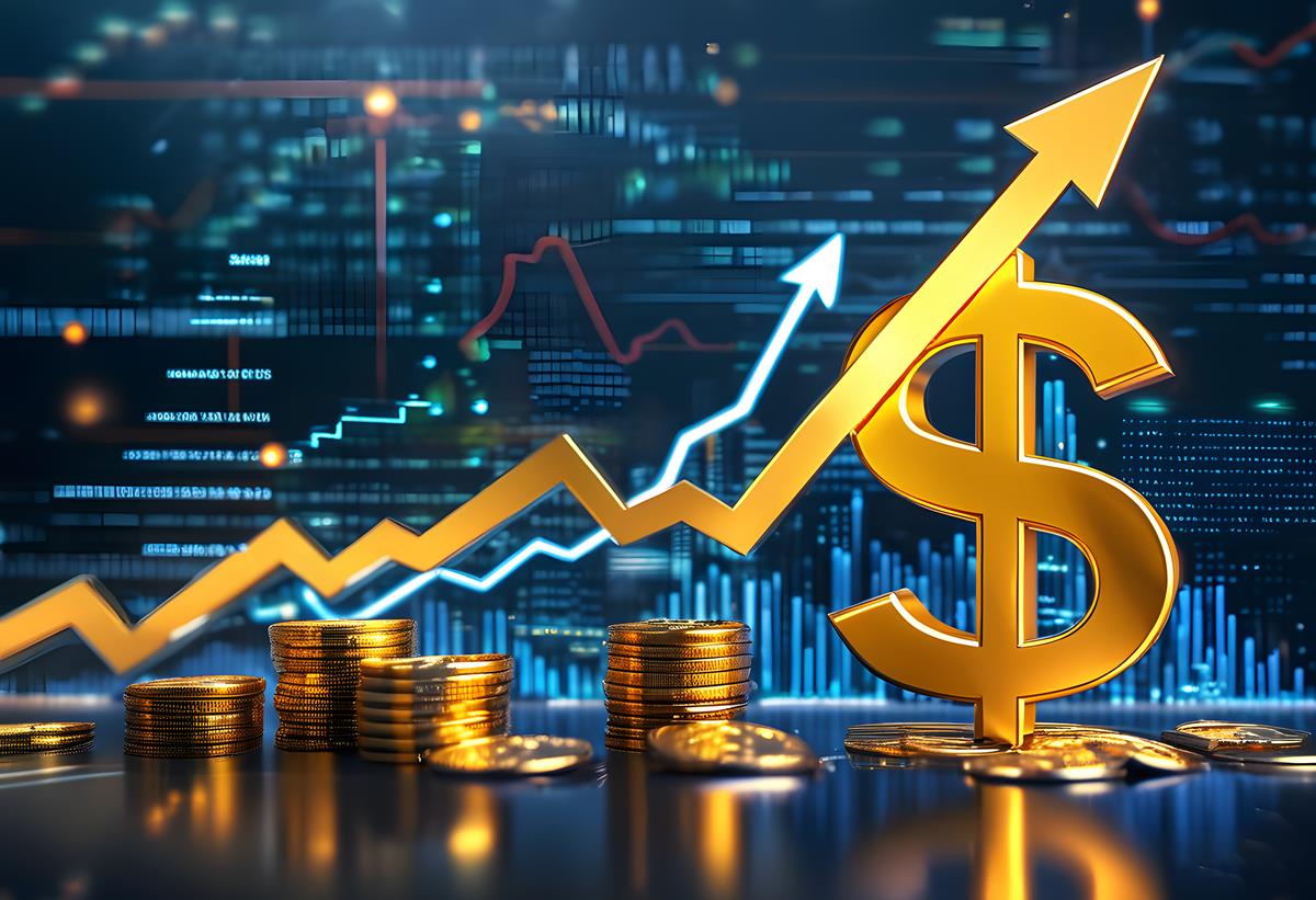 gráfico com moedas e fundo de computação grafica